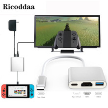 Conversor de hub hdmi para nintendo switch, acessórios de transferência para console, mini dock station, adaptador usb-c 2024 - compre barato