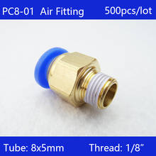 Free shipping 500pcs BSPT PC8-01, 8mm to 1/8' Pneumatic Connectors male straight one-touch fittings 2024 - buy cheap