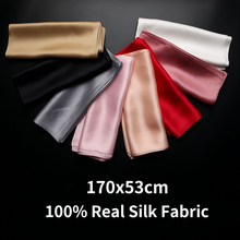 100% натуральный шелковый шарф женский роскошный бренд бандана шарф 2020 чистый Шелковый платок шарфы шали и обертывание для дам хиджаб 2024 - купить недорого