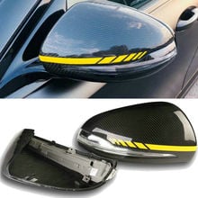 Carbon Fiber Mirror Covers w/ lamp car stickers side mirror cap For Mercedes Benz W205 X205 W222 W213 C63 S63 E63 AMG red/yellow 2024 - buy cheap