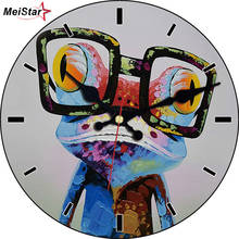 MEISTAR Frogs With Glasses Wooden Design Clocks Silent Living Study Garden Bath Room Home Decor Watches Large Art Wall Clocks 2024 - buy cheap