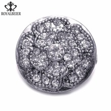 Transparent Rhinestone Metal Flower Charms 18mm Snap Button Jewelry For 20mm Snaps Bracelet Snap Jewelry KZ0768 2024 - buy cheap