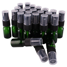 Botella de vidrio verde con pulverizador de niebla fina negra, botellas de aceite esencial, envases cosméticos vacíos, 5ml, 24 Uds. 2024 - compra barato