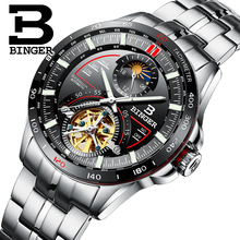 BINGER Tourbillion Automatic Mechanical Skeleton Men's Watches Luxury Brand Watch Men Waterproof relogio masculino 2024 - buy cheap