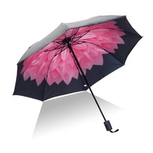 Paraguas plegable portátil con diseño Floral para mujer, sombrilla resistente al sol y a la lluvia, a prueba de viento y rayos UV, tres pliegues 2024 - compra barato