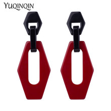 Vintage Fashion Resin Earrings for Women Big Long Geometric Red Acrylic Drop Earring for Girls Elegant Gifts Wedding Jewelry 2024 - buy cheap