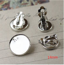 20pcs 14mm Silver plated Flat Pad Clip On Earring Findings/Round Cabochon Settings Earring Clips earrings 2024 - buy cheap