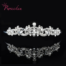 Elegant Crystal Rhinestone Crown Tiara Wedding Prom Bride's Headband Wedding Headband Luxuries Jewelry Silver Plated RE118 2024 - buy cheap