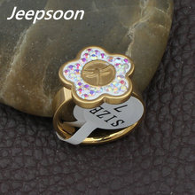 Женские кольца из нержавеющей стали, золотистого цвета, с цветком стрекозы 2024 - купить недорого