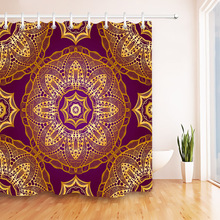 Cortina de chuveiro impermeável boêmia, telha com mandala, ornamento real em ouro e roxo para decoração de banheira, arte de banheiro 2024 - compre barato