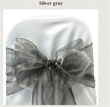 100pcs silver gray  Wedding Sashes Chair Bow Banquet Chair Sash for Weddings 2024 - buy cheap