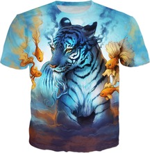 PLstar Cosmos t shirt tiger ocean fish Fashion Men Women 3D Print  t shirt Casual Unisex Harajuku t shirt 2024 - buy cheap