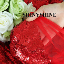 1 Yard Red Sequin Fabric by The Yard,Sparkly Glamorous Fabric for Wedding/Dessert Table Decoration 2024 - buy cheap