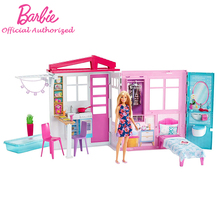 Casa de férias barbie original com móveis e bonecos, conjunto de brinquedos infantis de amizade, acessórios engraçados, caixa de presente para crianças 2024 - compre barato