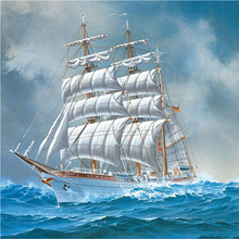 wall stickers diy 5D diamond painting sailing ship boat diamond embroidery pictures bead cross stitch patterns mosaic landscape 2024 - buy cheap