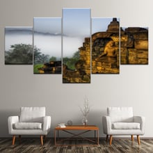 Canvas Painting Indonesia Borobudur 5 Pieces Wall Art Painting Modular Wallpapers Poster Print for living room Home Decor 2024 - buy cheap