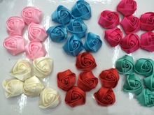 Flores de cetim macias artesanais 20 com 3.5cm, rosas, artesanais, flores de tecido sólido, faça você mesmo para faixas de bebê, decoração de casamento 2024 - compre barato