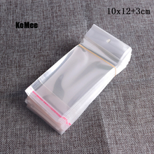 200pcs 10x12+3cm Self Adhesive Seal Ploy bag Clear Plastic Bag Transparent OPP Bag Jewelry Gift Packaging Bag With Hanging Hole 2024 - buy cheap