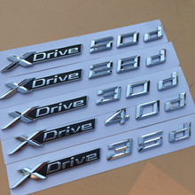 3D ABS Серебряный автомобильный Стайлинг, задний значок для BMW X1 X3 X5 X6 серия стикеров 20d 25d 28d 30d 35d 40d 45d 48d 50d логотип с буквами 2024 - купить недорого