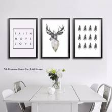 Geometric Deer Faith Quote Canvas Painting Nordic Poster Art Prints Scandinavian Decoration Modular Pictures Living Room Home 2024 - buy cheap