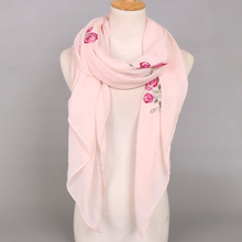 Inverno novo design feminino bordado de algodão floral, abafador de viscose, chales, hijab, lenço de sinuca, envoltório foulard muçulmano, echarpe sjaal 180*90cm 2024 - compre barato