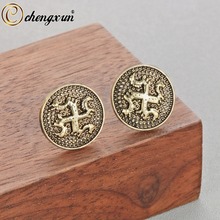 Chengxun brincos de bronze antigo de dragão, brincos anti-eslavo para homens e mulheres, acessórios de joias, brincos vintage 2024 - compre barato