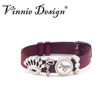 Vinnie-pulsera de malla de acero inoxidable para mujer, brazalete de cristal, Color morado, 4 unidades 2024 - compra barato