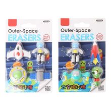 C90C 4pcs/set Creative Flying Saucer Alien Shaped Rubber Pencil Eraser Kids 2024 - buy cheap