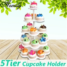 Aomily 5 Tiers Plastic Cupcake Holder Cake Stand White Dessert Display Stand Birthday Party Wedding Decoration Cake Decorating 2024 - buy cheap