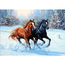 5D DIY Diamond painting snow two horse Full square/Round Diamond embroidery Cross Stitch Rhinestone Mosaic decor NX 2024 - buy cheap