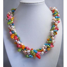 Joyería de perlas reales Multicolor para mujer, collar de perlas de agua dulce genuinas, modelador barroco, 3 filas, regalo de joyería 2024 - compra barato