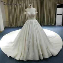 Vestido de noiva sensual royal, simples, de marfim, com renda, cauda catedral, amor, traje de noiva com contas, 2019 2024 - compre barato