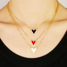 Gold filled new style Red white black Heart Pendant Necklace paved mini clear cz charming Jewelry For women girl gift wholesale 2024 - buy cheap