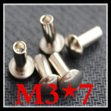 100pcs /lot High Quality M3*7 Truss Head Half Hollow Rivet Steel With Nickel 2024 - buy cheap