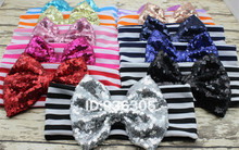 6pcs/lot Big Sequins Bow Headwraps Elastic Stripe Headbands for Baby Girl Various colors Hairband for children Hair accessories 2024 - buy cheap