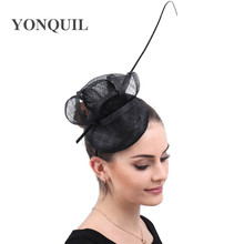 Sinamay-sombrero negro fascinadores para mujer, diademas de flores para boda, fiesta, fascinantes, elegantes, carrera, Show, accesorios para el cabello, SYF479 2024 - compra barato