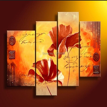 Factory Price High Quality Group of Oil Paintings 100% Handmade Red Flower Oil Painting on Canvas for Living Room Decoration 2024 - buy cheap