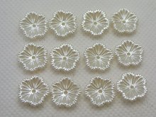 200 Ivory Acrylic Pearl Flower Bead Cap Beads 12mm Sewing Bow Center 2024 - buy cheap
