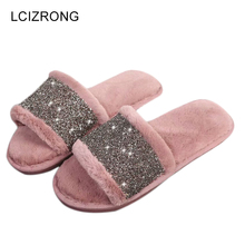 LCIZRONG 2019 Comfortable Women House Slippers Spring Faux Fur Home Slipper Woman Bedroom Indoor Shoes Plush 4 Color Slippers 2024 - buy cheap