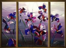 3 Piece Hand Painted Blooms Of Irises V-Modern Canvas Art Wall Decor-Floral Oil Painting Wall Pictures for Living Rooms 2024 - buy cheap