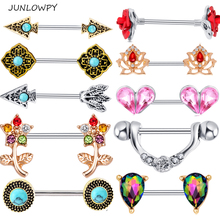 JUNLOWPY-Anillos para pezones en forma de corazón, piercing sin níquel para el cuerpo, joyería quirúrgica de acero de 14G, Piercing para pezón, joyería para el cuerpo, 2 uds. 2024 - compra barato