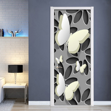 Adesivo de porta auto-adesivo 3d de pvc, à prova d'água, borboleta, moderno, mural de parede, sala de estar, quarto, adesivo de porta 2024 - compre barato