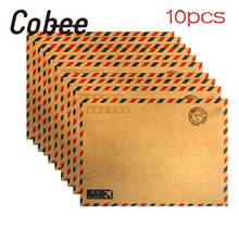 Cobee Hot Creative 10 шт./компл. kraft Air Mail, Винтажный конверт, открытка, бумага с буквами, простой и Ретро дизайн, товары для дома и школы 2024 - купить недорого