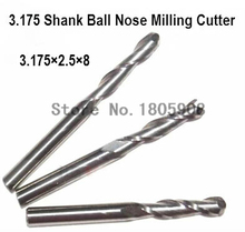 10pcs 3.175*2.5*8mm 2 Flutes Ball Nose Bits, Tungsten Carbide Tools, CNC Engraving Cutters, 3D Carving on Wood, PVC, Al, Nylon 2024 - buy cheap