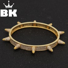 Fashion Hip Hop Jewelry Barbed Wire Gold Color Cuff  Bangle Copper Zircon Twist Thorns Bracelets for Men & Women Jewelry 2024 - buy cheap