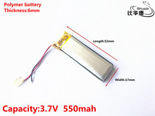 Хорошее качество 3,7 V, 550 mAH, 601752 полимерный литий-ионный/литий-ионный аккумулятор для игрушек, банка питания, GPS, mp3, mp4 2024 - купить недорого