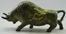 Elaborate Chinese Collectible Decorated Old Handwork Auspicious Bronze Struggle Cattle Statue 2024 - buy cheap