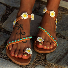 Dropshipping Summer Women Shoes Flat Heels Gladiator Sandals Fashion Female Comfortable Sweet Flowers Boho Beach Plus Size 2024 - buy cheap