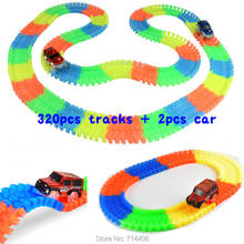 320pcs Track + 2 Cars glow racing Glowing Race Track Bend Flex DIY assembled toy,electric led light car building block toy 2024 - buy cheap