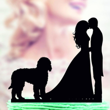 Topo de bolo para casamento, noiva e noivo com cachorro, silhueta, casal, topo de bolo, engraçado 2024 - compre barato